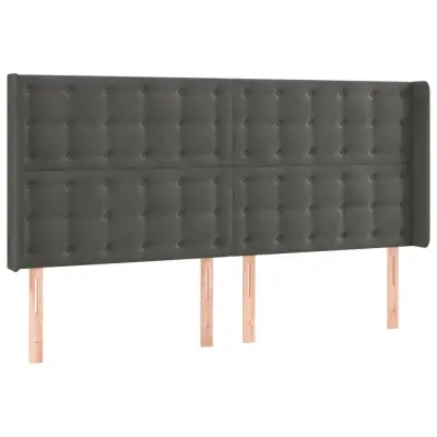 vidaXL Vzglavje z ušesi temno sivo 183x16x118/128 cm žamet