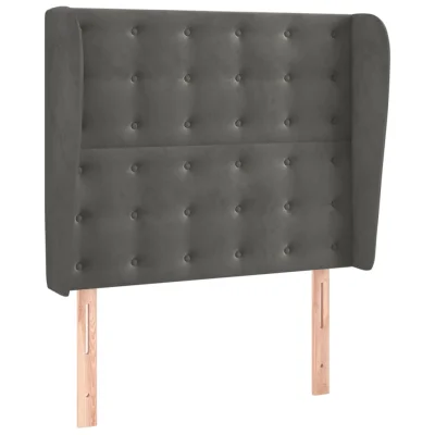 vidaXL Vzglavje z ušesi temno sivo 83x23x118/128 cm žamet