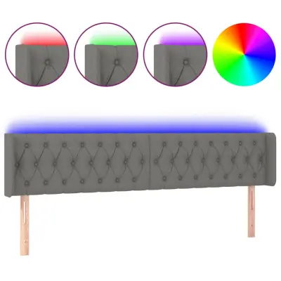 vidaXL LED posteljno vzglavje temno sivo 183x16x78/88 cm blago