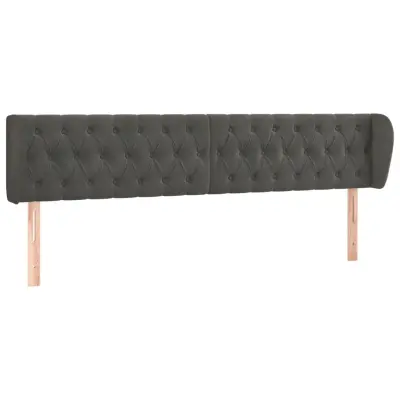 vidaXL Vzglavje z ušesi temno sivo 183x23x78/88 cm žamet