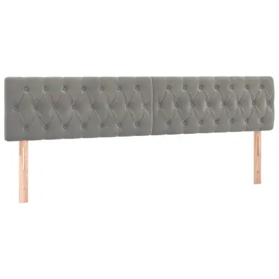vidaXL Posteljno vzglavje 2 kosa svetlo siv 100x7x78/88 cm žamet
