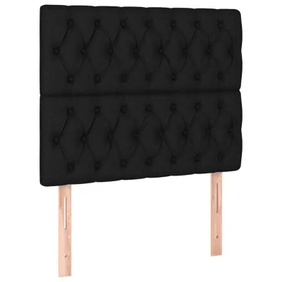 vidaXL Posteljno vzglavje 2 kosa črno 100x7x78/88 cm blago