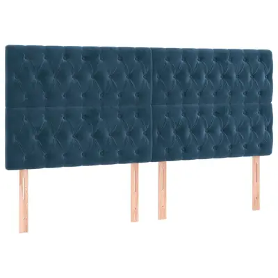 vidaXL Posteljno vzglavje 4 kosa temno moder 100x7x78/88 cm žamet