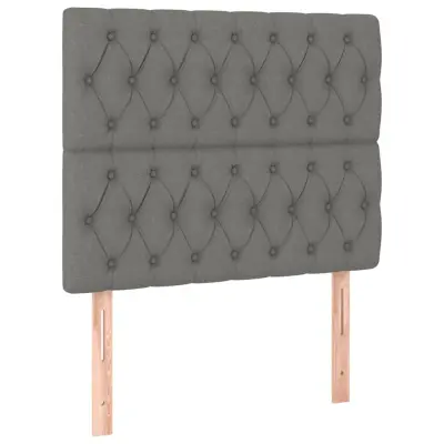 vidaXL Posteljno vzglavje 2 kosa temno sivo 90x7x78/88 cm blago