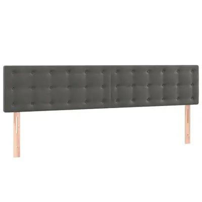 vidaXL Posteljno vzglavje 2 kosa temno siv 90x5x78/88 cm žamet