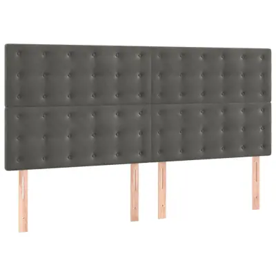 vidaXL Posteljno vzglavje 4 kosa temno siv 80x5x78/88 cm žamet