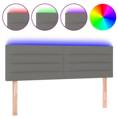vidaXL LED posteljno vzglavje temno sivo 144x5x78/88 cm blago