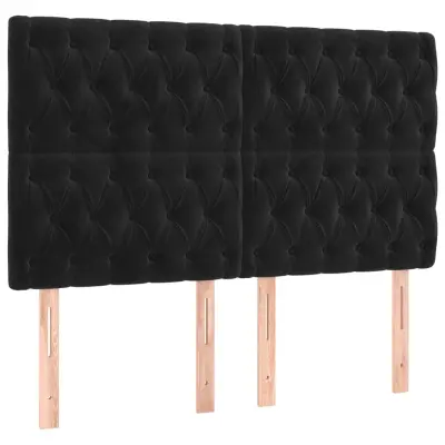 vidaXL Posteljno vzglavje 4 kosa črn 72x7x78/88 cm žamet