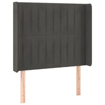 vidaXL Vzglavje z ušesi temno sivo 83x16x118/128 cm žamet