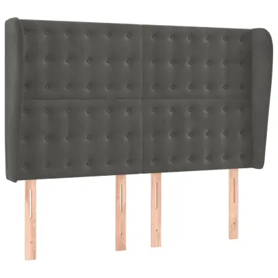 vidaXL Vzglavje z ušesi temno sivo 147x23x118/128 cm žamet