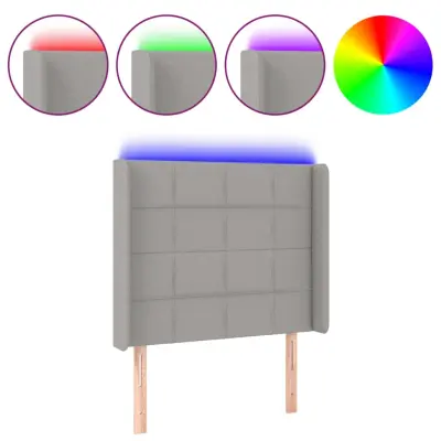 vidaXL LED posteljno vzglavje svetlo sivo 103x16x118/128 cm blago
