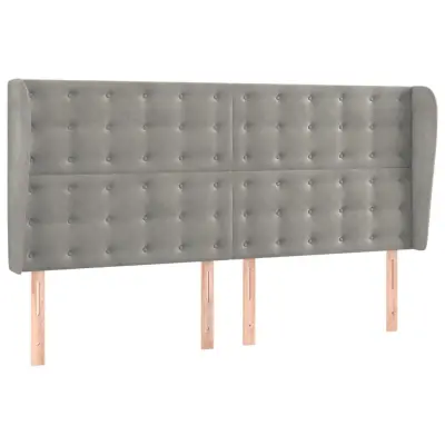 vidaXL Vzglavje z ušesi svetlo sivo 183x23x118/128 cm žamet