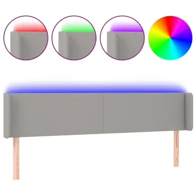 vidaXL LED posteljno vzglavje svetlo sivo 163x16x78/88 cm blago