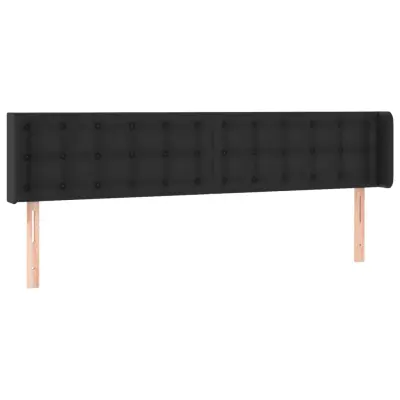 vidaXL Vzglavje z ušesi črno 183x16x78/88 cm umetno usnje
