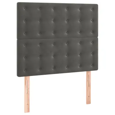 vidaXL Posteljno vzglavje 2 kosa temno sivo 90x5x78/88 cm žamet