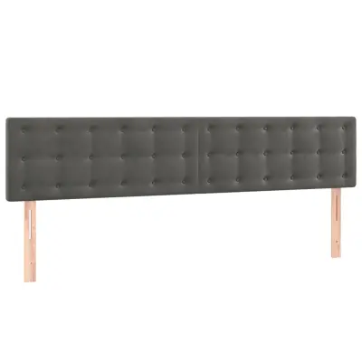 vidaXL Posteljno vzglavje 2 kosa temno sivo 100x5x78/88 cm žamet