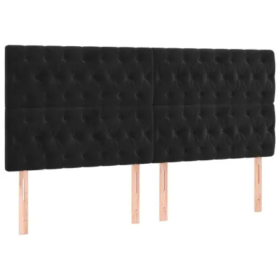 vidaXL Posteljno vzglavje 4 kosa črn 100x7x78/88 cm žamet