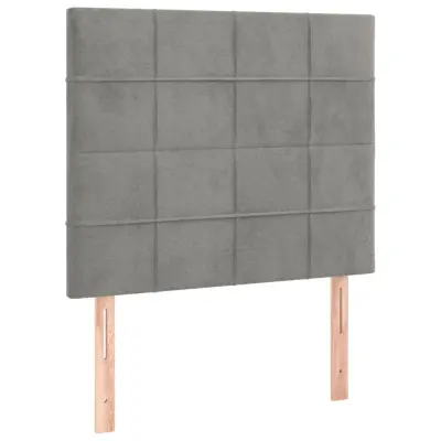vidaXL Posteljno vzglavje 2 kosa svetlo sivo 90x5x78/88 cm žamet