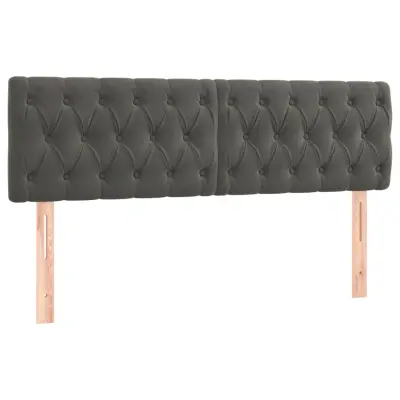 vidaXL Posteljno vzglavje 2 kosa temno sivo 72x7x78/88 cm žamet