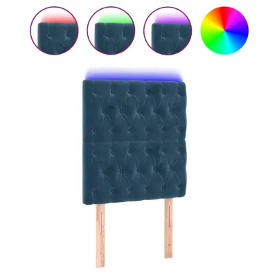 vidaXL LED posteljno vzglavje temno modro 80x7x118/128 cm žamet