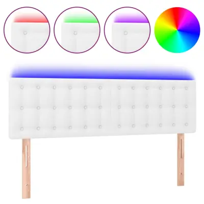 vidaXL LED posteljno vzglavje belo 144x5x78/88 cm umetno usnje