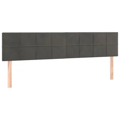 vidaXL Posteljno vzglavje 2 kosa temno siv 90x5x78/88 cm žamet
