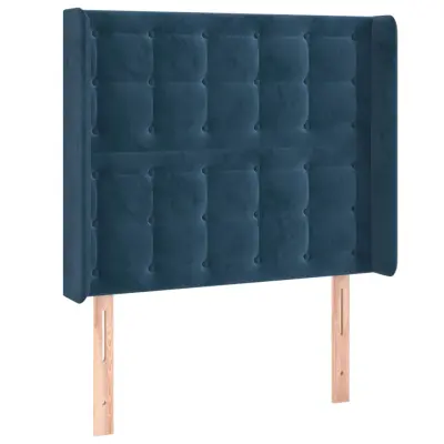 vidaXL Vzglavje z ušesi temno modro 103x16x118/128 cm žamet