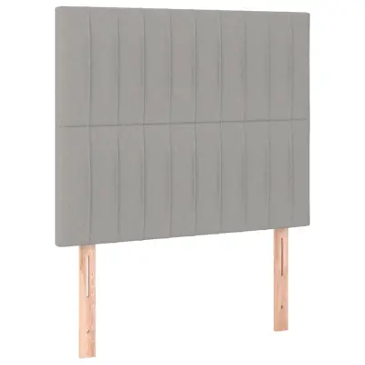 vidaXL Posteljno vzglavje 2 kosa svetlo sivo 90x5x78/88 cm blago