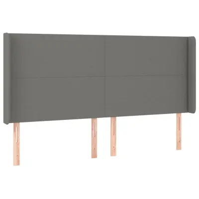vidaXL Vzglavje z ušesi temno sivo 163x16x118/128 cm blago
