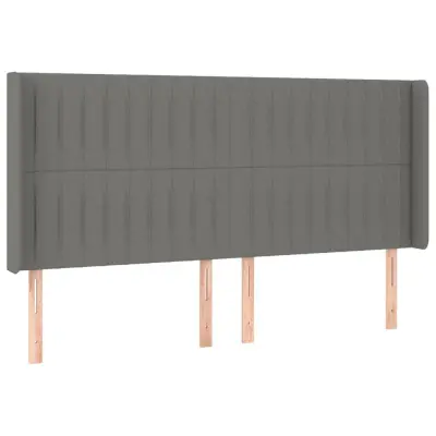 vidaXL Vzglavje z ušesi temno sivo 183x16x118/128 cm blago