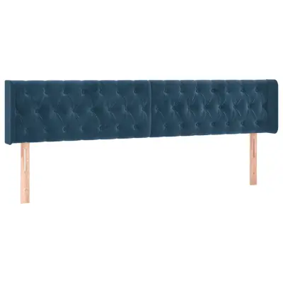 vidaXL Vzglavje z ušesi temno modro 203x16x78/88 cm žamet