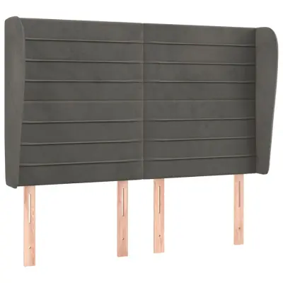 vidaXL Vzglavje z ušesi temno sivo 147x23x118/128 cm žamet