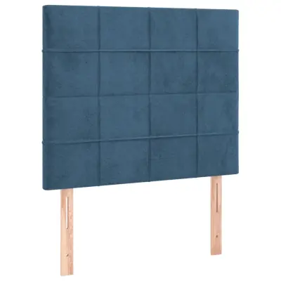 vidaXL Posteljno vzglavje 2 kosa temno modro 100x5x78/88 cm žamet