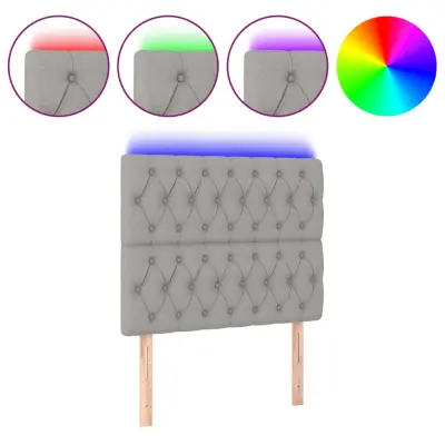 vidaXL LED posteljno vzglavje svetlo sivo 90x7x118/128 cm blago