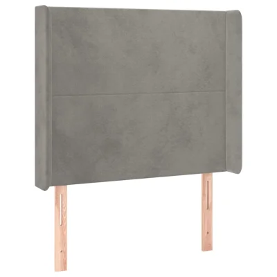 vidaXL Vzglavje z ušesi svetlo sivo 103x16x118/128 cm žamet
