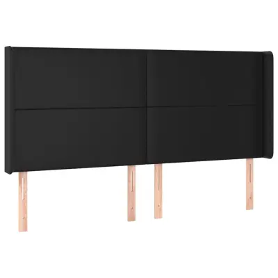 vidaXL Vzglavje z ušesi črno 203x16x118/128 cm umetno usnje