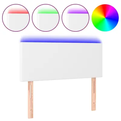 vidaXL LED posteljno vzglavje belo 90x5x78/88 cm umetno usnje