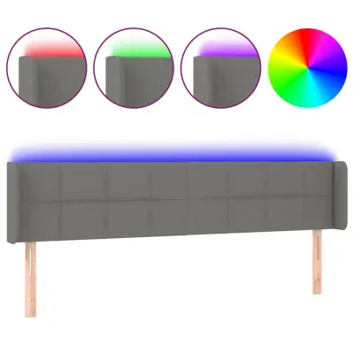 vidaXL LED posteljno vzglavje temno sivo 183x16x78/88 cm blago