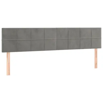 vidaXL Posteljno vzglavje 2 kosa svetlo sivo 90x5x78/88 cm žamet