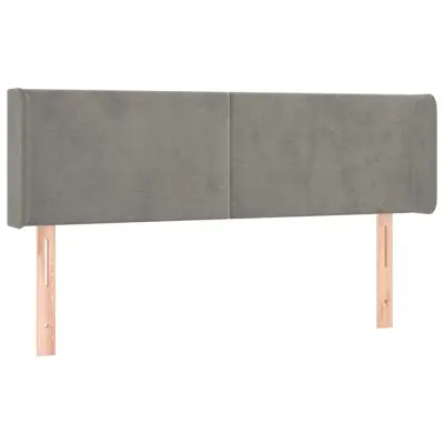 vidaXL Vzglavje z ušesi svetlo sivo 147x16x78/88 cm žamet