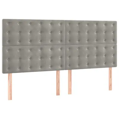 vidaXL Posteljno vzglavje 4 kosa svetlo siv 80x5x78/88 cm žamet