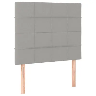vidaXL Posteljno vzglavje 2 kosa svetlo sivo 90x5x78/88 cm blago