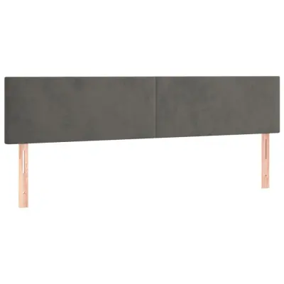 vidaXL Posteljno vzglavje 2 kosa temno siv 90x5x78/88 cm žamet