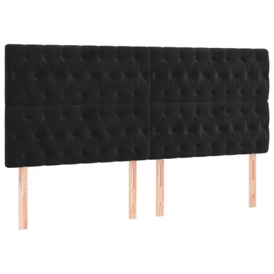 vidaXL Posteljno vzglavje 4 kosa črn 90x7x78/88 cm žamet