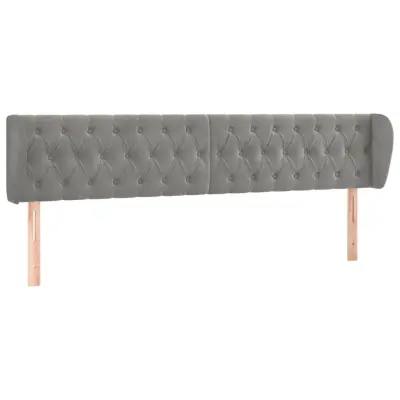 vidaXL Vzglavje z ušesi svetlo sivo 203x23x78/88 cm žamet