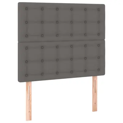 vidaXL Posteljno vzglavje 2 kosa sivo 90x5x78/88 cm umetno usnje