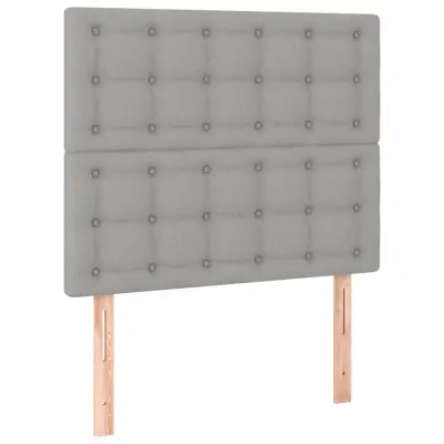 vidaXL Posteljno vzglavje 2 kosa svetlo sivo 90x5x78/88 cm blago