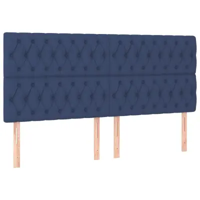vidaXL Posteljno vzglavje 4 kosa moder 100x7x78/88 cm blago