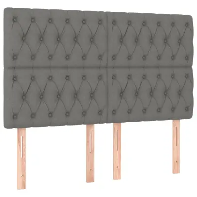 vidaXL Posteljno vzglavje 4 kosa temno siv 80x7x78/88 cm blago