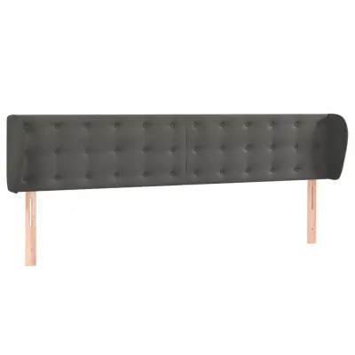 vidaXL Vzglavje z ušesi temno sivo 163x23x78/88 cm žamet